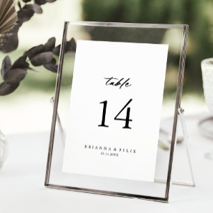 Chic Calligraphy Elegant Wedding Table Number