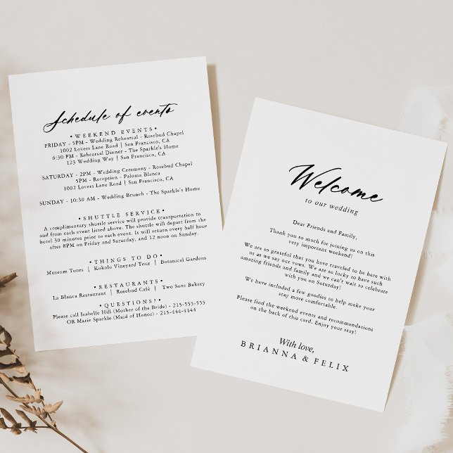 Chic Calligraphy Elegant Wedding Welcome Letter (Creator Uploaded)