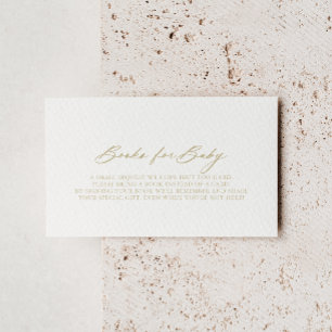 Chic Calligraphy Gold Baby Shower Book Request  Enclosure Card