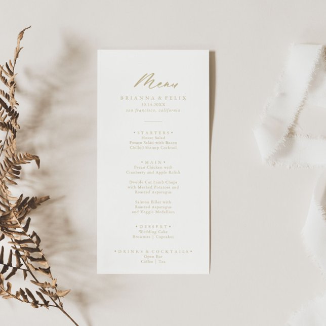 Chic Calligraphy Gold Dinner Menu (Creator Uploaded)