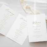 Chic Calligraphy Gold Folded Wedding   Programme<br><div class="desc">This chic calligraphy gold folded wedding program is perfect for a rustic wedding. The simple and elegant design features classic and fancy script typography in gold. Include a quote or short message,  order of service,  wedding party and thank you message.</div>