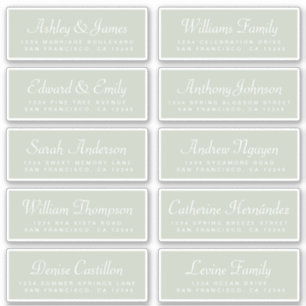 Chic Calligraphy Green Guest Address Labels