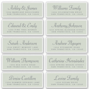 Chic Calligraphy Green Guest Address Labels