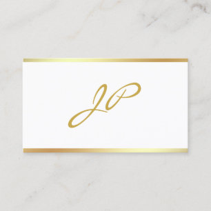 Chic Calligraphy Handwritten Script Gold Monogram Business Card