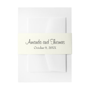 Chic calligraphy ivory wedding  invitation belly band