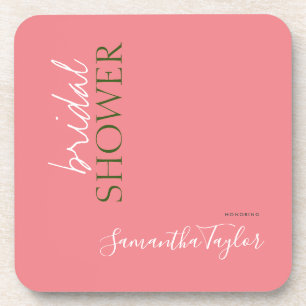 Chic Calligraphy Minimalist Bridal Shower Coaster
