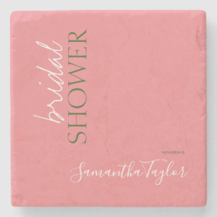 Chic Calligraphy Minimalist Bridal Shower Stone Coaster