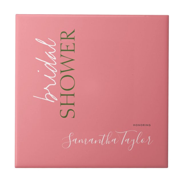 Chic Calligraphy Minimalist Bridal Shower Tile (Front)