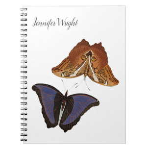 Chic calligraphy minimalist name butterflies notebook