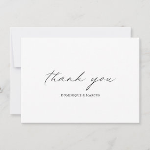 Chic Calligraphy Minimalist Simple Elegant Wedding Thank You Card