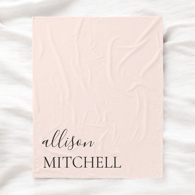Chic Calligraphy Monogram Blush Pink Fleece Blanket (Creator Uploaded)