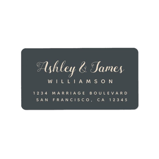 Chic Calligraphy Names Black Ivory Return Address Label (Front)