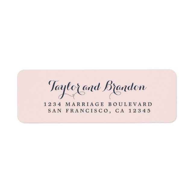 Chic Calligraphy Names Wedding Return Address (Front)
