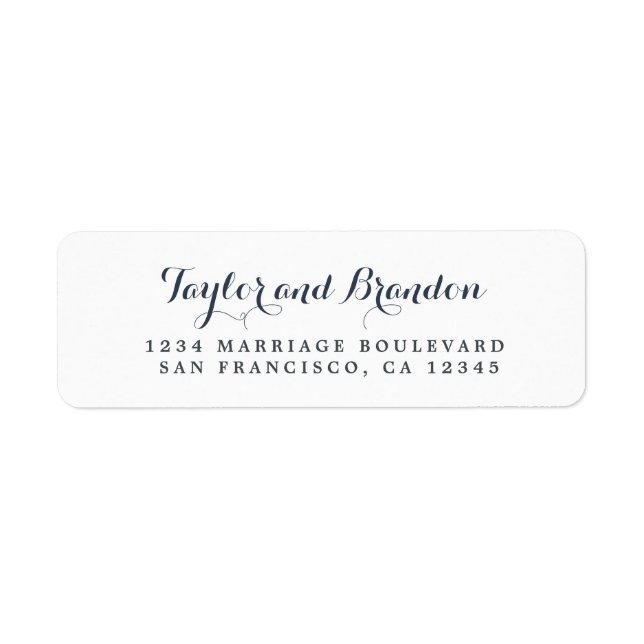 Chic Calligraphy Names Wedding Return Address (Front)