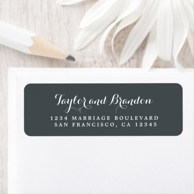Chic Calligraphy Names Wedding Return Address (Insitu)