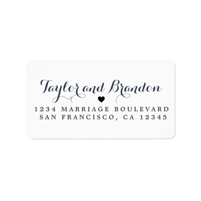 Chic Calligraphy Names Wedding Return Address Label (Front)