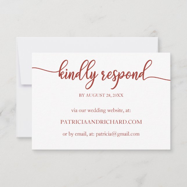 Chic Calligraphy Online Wedding RSVP Card (Front)