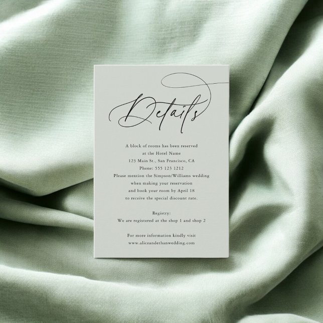 Chic Calligraphy Photo Wedding Details Enclosure Card (Creator Uploaded)