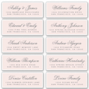 Chic Calligraphy Pink Wedding Guest Address Labels