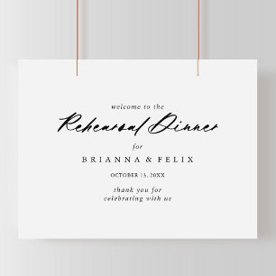 Chic Calligraphy Rehearsal Dinner Welcome Sign