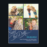 Chic Calligraphy Save The Date Postcard - Navy<br><div class="desc">This chic and modern postcard stylishly requests your guests to save the date. Matching stamp and address labels available at berryberrysweet.com</div>