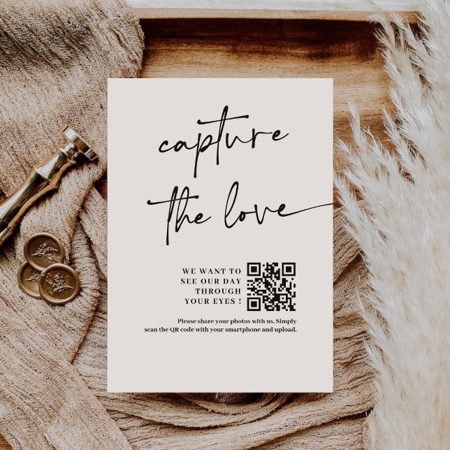 Chic Calligraphy Script Capture The Love QR code  Enclosure Card (Creator Uploaded)