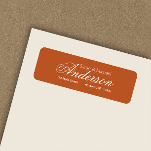 Chic Calligraphy Script Dark Orange Return Address