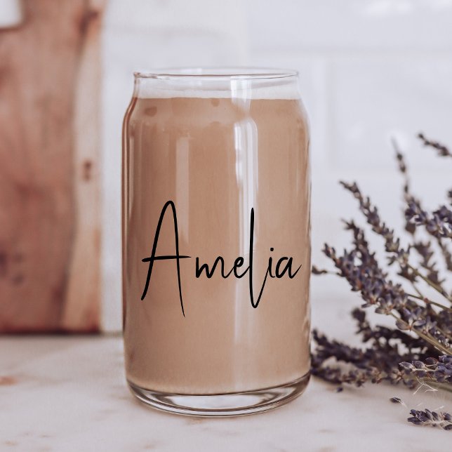 Chic Calligraphy Script Monogram Can Glass (Creator Uploaded)
