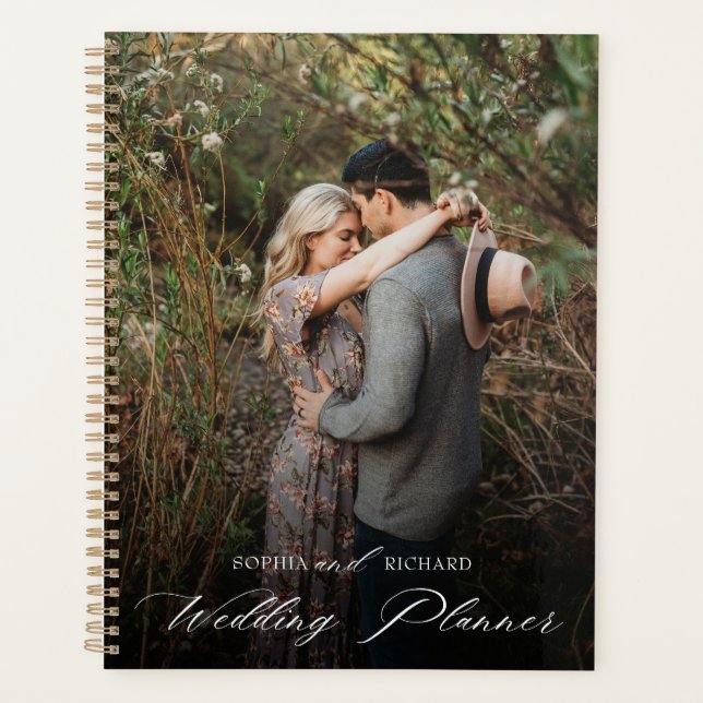 Chic Calligraphy Script Personalised Photo  Planner (Front)