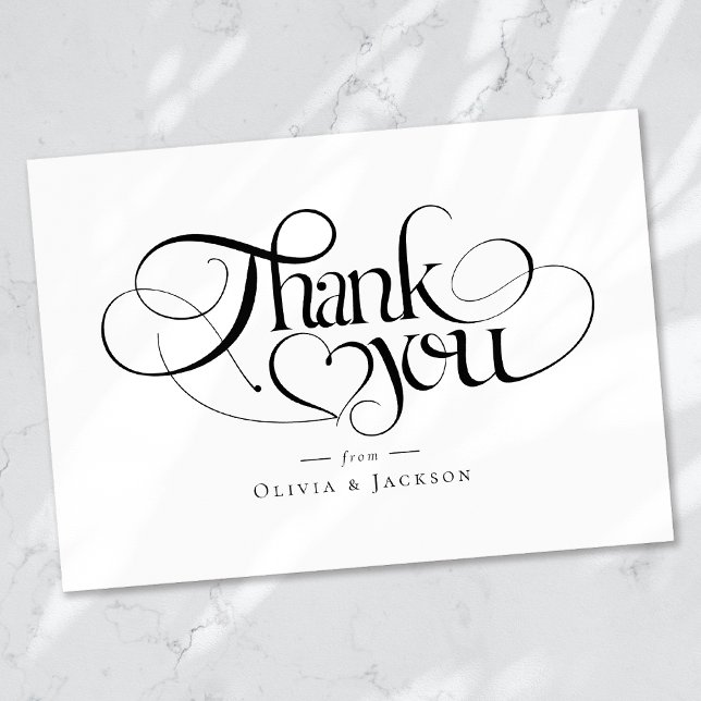 Chic Calligraphy Script Personalised Wedding Thank You Card (Creator Uploaded)