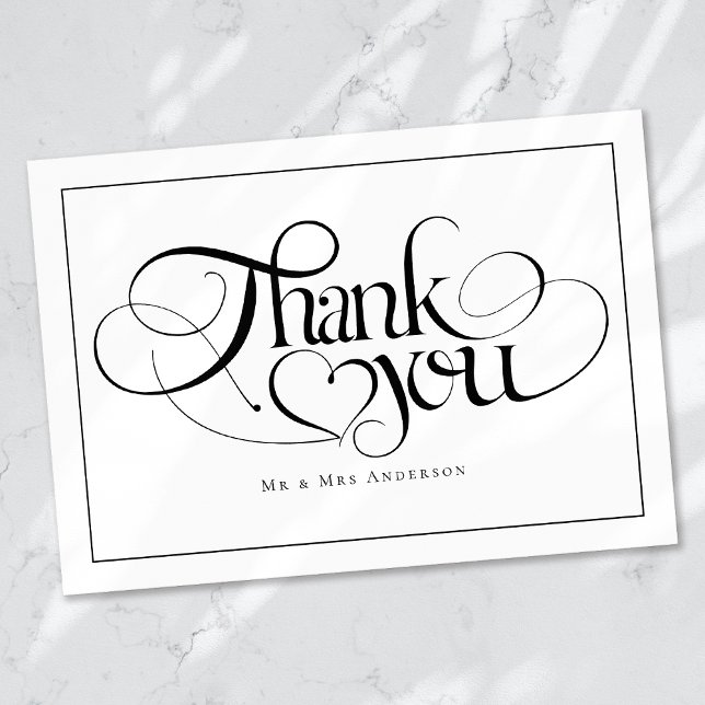 Chic Calligraphy Script Personalised Wedding Thank You Card (Creator Uploaded)