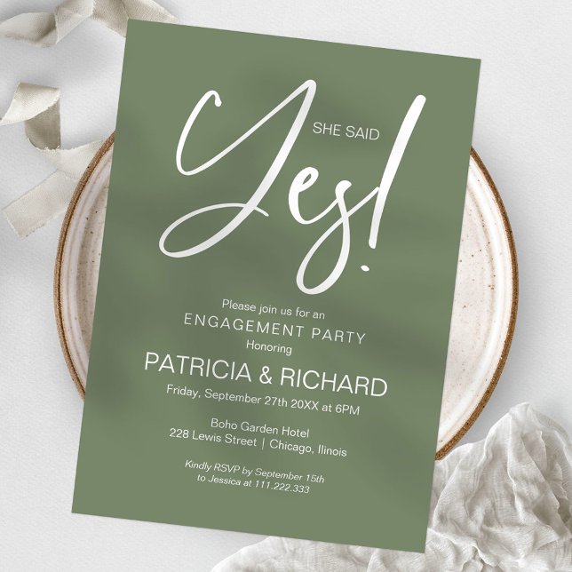 Chic Calligraphy She Said Yes Engagement Party Invitation (Creator Uploaded)