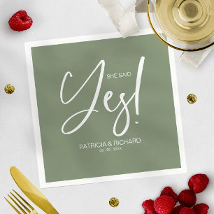 Chic Calligraphy She Said Yes Engagement Party Napkin