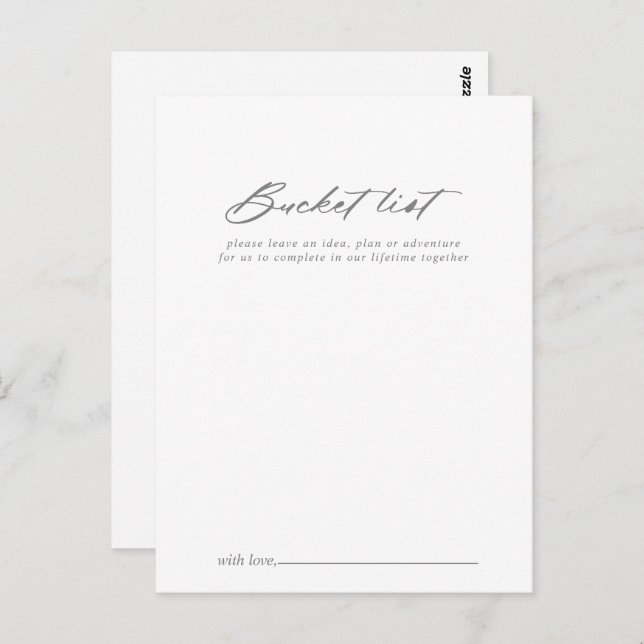 Chic Calligraphy Silver Wedding Bucket List Cards (Front/Back)