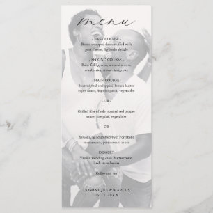 Chic Calligraphy Simple Elegant Photo Wedding Menu