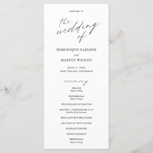 Chic Calligraphy Simple Elegant Wedding Programme