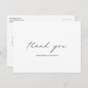 Chic Calligraphy Simple Elegant Wedding Thank You Postcard