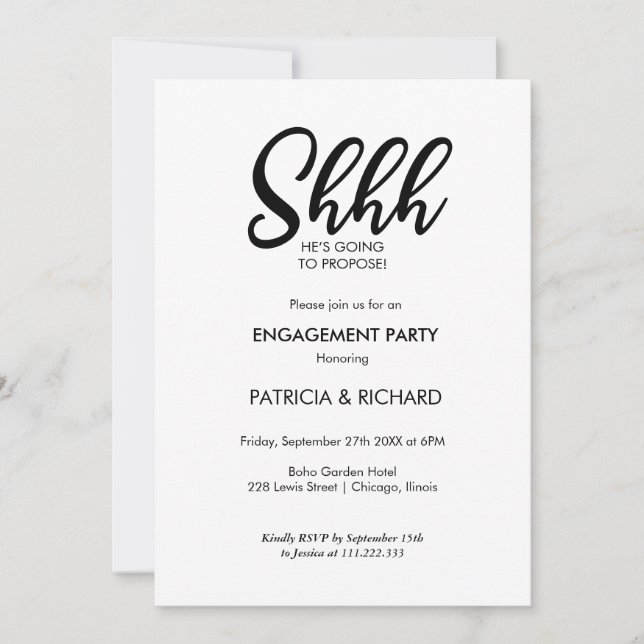 Chic Calligraphy Surprise Engagement Party Invitation (Front)