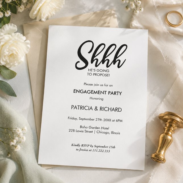 Chic Calligraphy Surprise Engagement Party Invitation (Creator Uploaded)