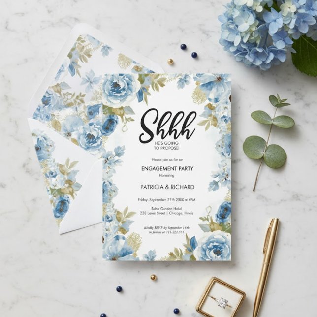 Chic Calligraphy Surprise Engagement Party Invitation (Creator Uploaded)