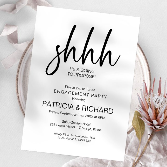 Chic Calligraphy Surprise Engagement Party Invitation (Creator Uploaded)