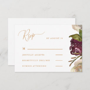 Chic Calligraphy Watercolor Floral Wedding Rsvp