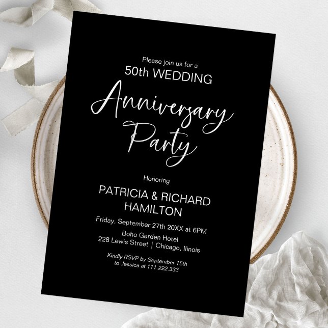 Chic calligraphy wedding anniversary invitations (Creator Uploaded)