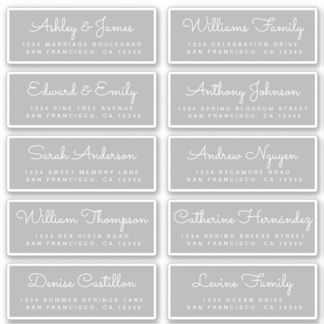 Chic Calligraphy Wedding Guest Address Labels (Front)