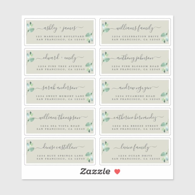Chic Calligraphy Wedding Guest Address Labels (Sheet)