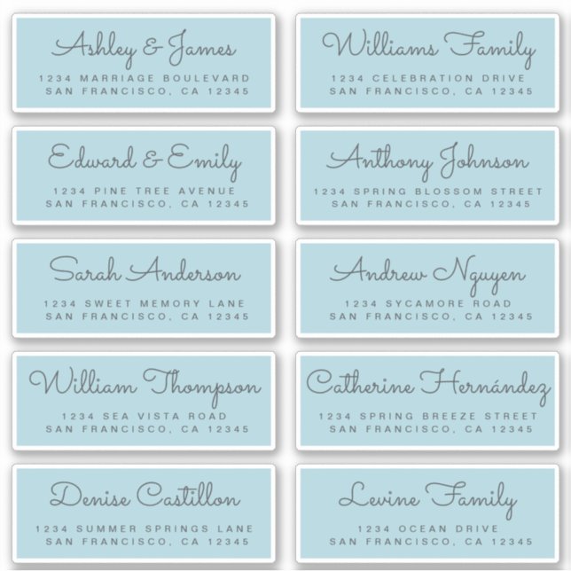 Chic Calligraphy Wedding Guest Address Labels (Front)
