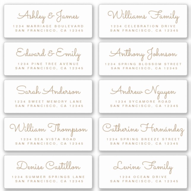 Chic Calligraphy Wedding Guest Address Labels (Front)