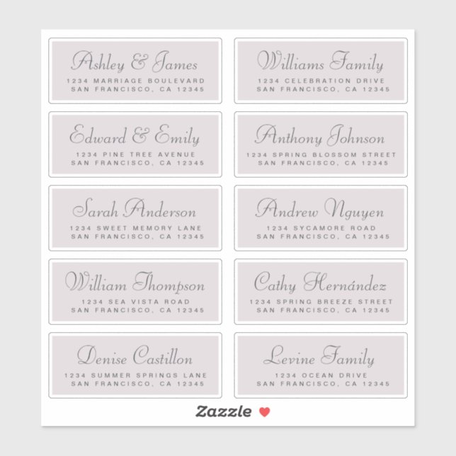 Chic Calligraphy Wedding Guest Address Labels (Sheet)