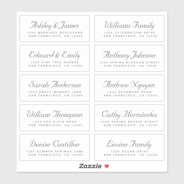 Chic Calligraphy Wedding Guest Address Labels (Sheet)