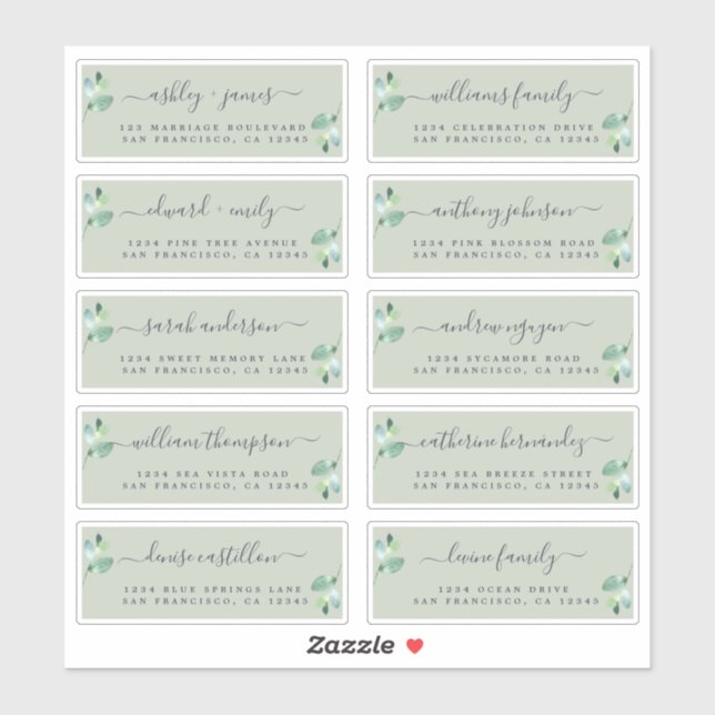 Chic Calligraphy Wedding Guest Address Labels (Sheet)